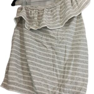 J. Crew Gray and White Striped one shoulder top- size M